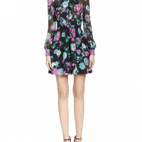 Saint Laurent Tie Neck Silk Charmeuse Dress