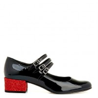 Saint Laurent Patent 'Babies' Red Glitter Heels Mary Janes