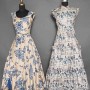 two cotton print dresses, 1950-1955