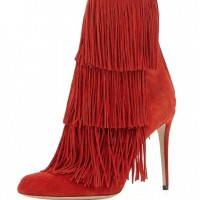 Paul Andrew Red 'Taos' Fringe Booties