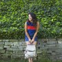 Zara shorts Stella McCartney blue and red striped top American Apparel blue belt