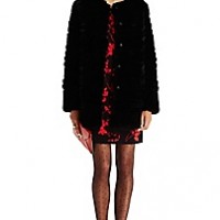 DVF Black 'Charlize' Fur Coat