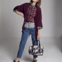 Two Toned Jeans, Burgundy Cashmere Cardigan, Rosy 60s Party Top, Flower Power Leather Purse, Yacht Club Boat Shoes