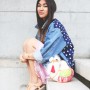 Ermanno Scervino pink slip, Heartbeats denim jacket, Ancient Greek Sandals. Kids' Toy Camel.