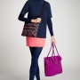 o Top: A Piece Apart o Turtleneck: Stylist’s own o Tights: We Love Colors o Skirt: Alexander Wang o Shoes: Jimmy Choo o Bags: small Darcy in Honeycomb, New Weekender in Vivid Purple